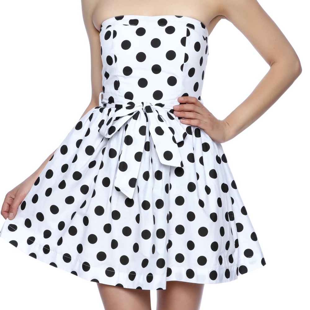 Pin Up style STRAPLESS POLKA DOT DRESS